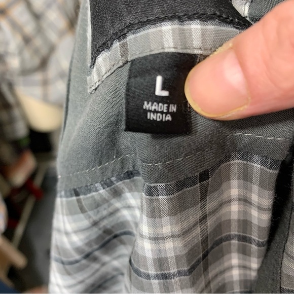 HURLEY Active wear Preppy Gray Plaid Casual Button Down Shirt Chest pocket Sz L - Picture 10 of 13